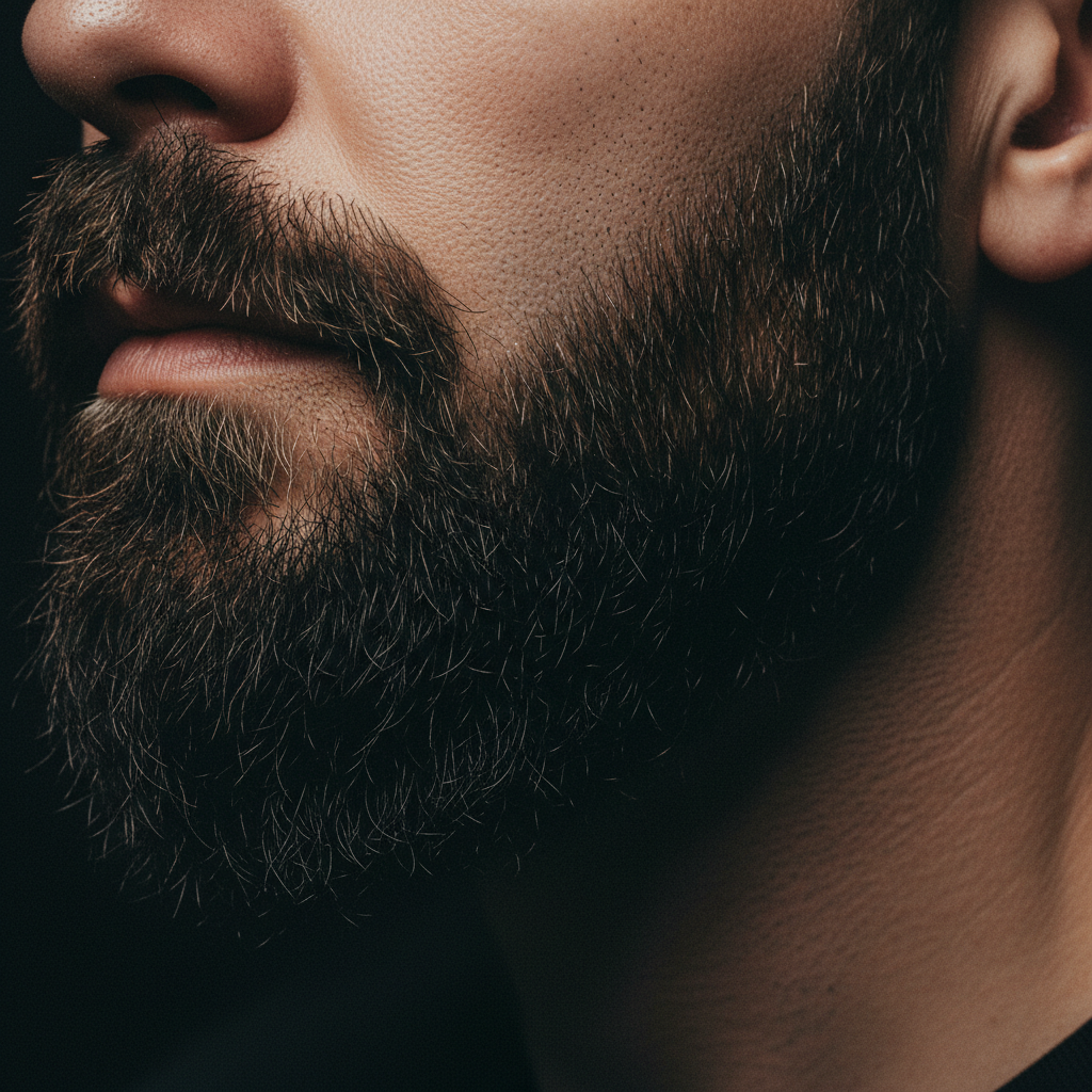 Barber trimming a beard